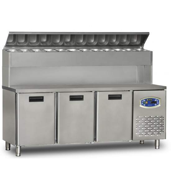 Dampak 3 Kapılı Pizza Hazırlık Buzdolabı 200x70x133 cm 22TBF3S-PY70