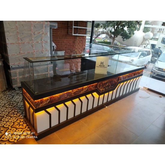 BÖREK & ÇALIŞMA TEZGAHI KASA BANKO SET 500CM DÜZ CAM AHŞAP ÖZEL KOMPOZİT  DEKOR| BASESA.COM.TR	