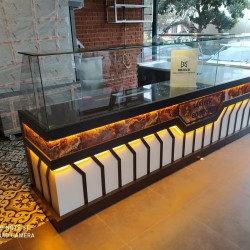 BÖREK & ÇALIŞMA TEZGAHI KASA BANKO SET 500CM DÜZ CAM AHŞAP ÖZEL KOMPOZİT  DEKOR| BASESA.COM.TR	