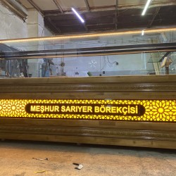 BÖREK TEZGAHI & KASA BANKO - SET  300CM  CEVİZ AHŞAP  MODEL  | BASESA.COM.TR