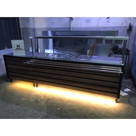 BENMARİ 3+1 SELF SERVİS TEZGAHI 260CM  AHŞAP  DEKOR| BASESA.COM.TR	