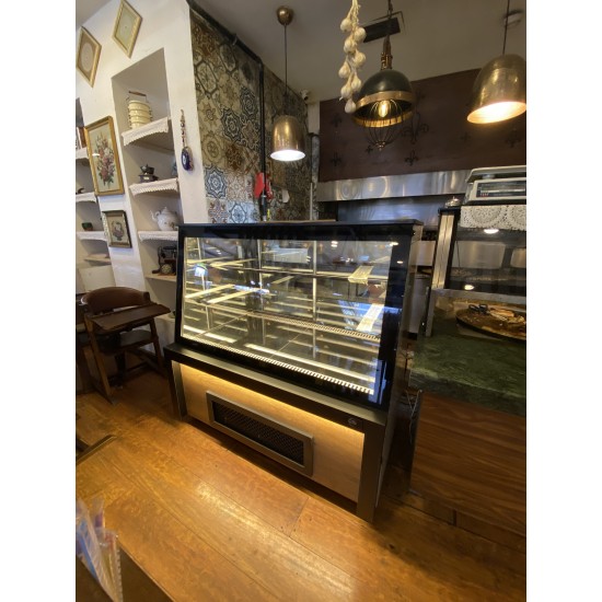 YAŞ PASTA DOLABI (120 CM) DÜZ CAM MODEL (AHŞAP DEKOR) | BASESA.COM.TR