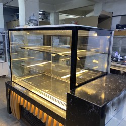 YAŞ PASTA DOLABI (120 CM) DÜZ CAM MODEL (AHŞAP DEKOR) | BASESA.COM.TR