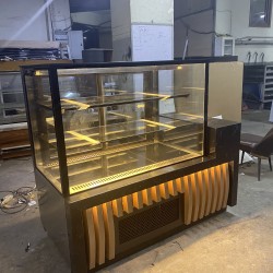 YAŞ PASTA DOLABI (120 CM) DÜZ CAM MODEL (AHŞAP DEKOR) | BASESA.COM.TR