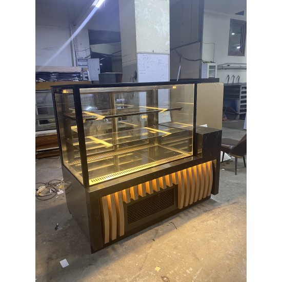 YAŞ PASTA DOLABI (120 CM) DÜZ CAM MODEL (AHŞAP DEKOR) | BASESA.COM.TR