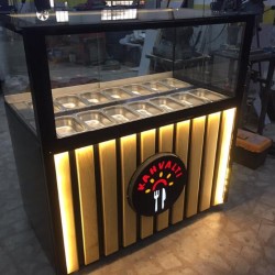SALAT BAR 100CM DÜZ CAM DİKEY ŞERİT AHŞAP  MODEL  | BASESA.COM.TR	