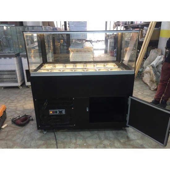 SALAT BAR 100CM DÜZ CAM DİKEY ŞERİT AHŞAP  MODEL  | BASESA.COM.TR	