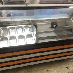 WAFFLE KUMPİR DOLABI 200CM BOMBE CAM AHŞAP  MODEL  | BASESA.COM.TR