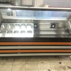 WAFFLE KUMPİR DOLABI 200CM BOMBE CAM AHŞAP  MODEL  | BASESA.COM.TR