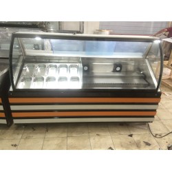 WAFFLE KUMPİR DOLABI 200CM BOMBE CAM AHŞAP  MODEL  | BASESA.COM.TR